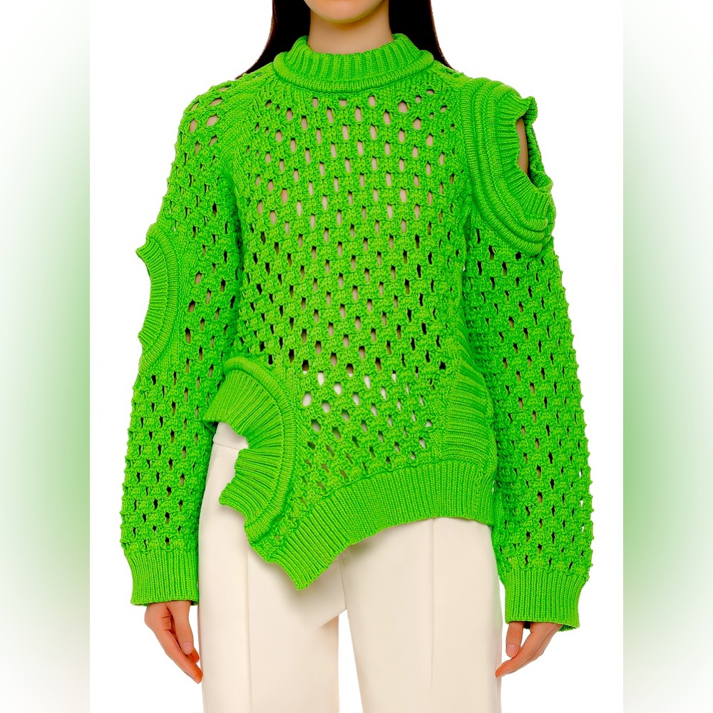 Stella McCartney Textured-knit oversized sweater in green - Picture 1 of 4